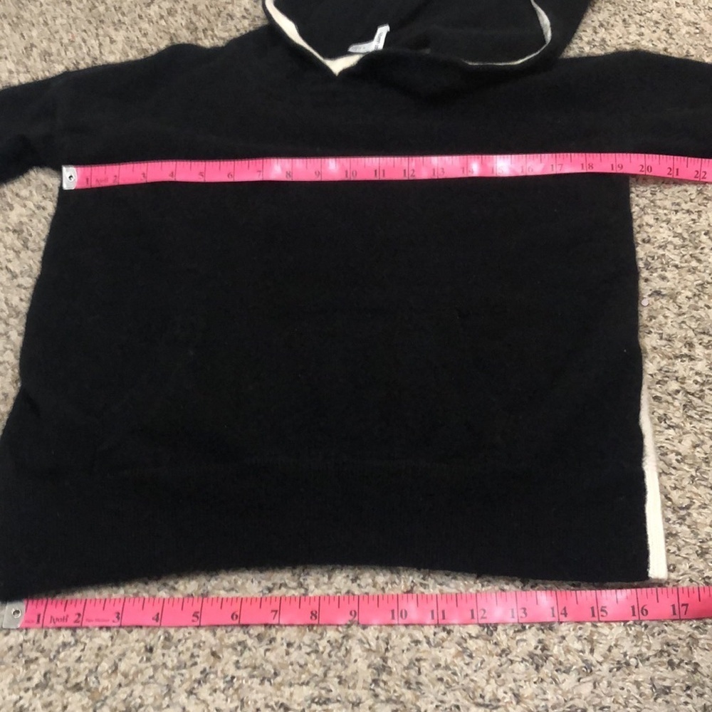 Autumn Cashmere Hooded Sweater Size Medium Black Cream Ecru Cable Knit - Picture 7 of 9